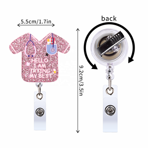 Bobines d'insigne d'infirmière avec clip d'identification rétractable à paillettes acryliques Cadeaux de Noël pour infirmières médecins étudiants personnel hospitalier - Product Image 3