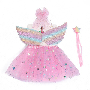 Set Costume da Principessa Fata Farfalla Include Ali Scintillanti, <span class=keywords><strong>Gonna</strong></span> Tutu e Bacchetta per Travestimenti da Bambina - Product Image 2