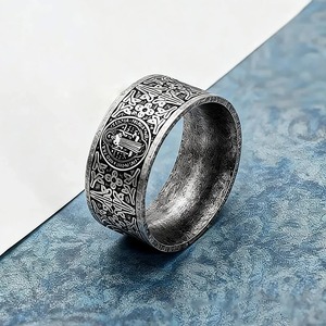 yunnique Retro Stainless Steel Men's <b>Ring</b> St. Benedict Cross Exorcist <b>Ring</b> Gift Jewelry Wholesale - Product Image 2