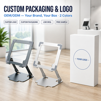 Support pour ordinateur portable en aluminium réglable, pliable, portable, 360° °   Support de refroidissement ergonomique rotatif en alliage d'aluminium pour ordinateurs portables de 10 à 17,3 pouces (vente en gros OEM)