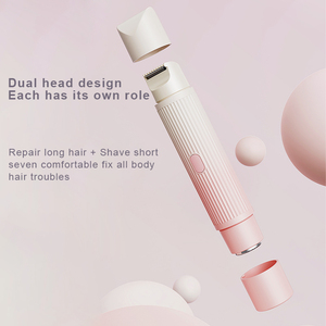 Nuovo Design impermeabile indolore <span class=keywords><strong>per</strong></span> il corpo e il viso che rifilano il <span class=keywords><strong>rasoio</strong></span> elettrico ricaricabile da donna <span class=keywords><strong>rasoio</strong></span> a doppia testa - Product Image 3
