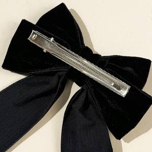 إكسسوارات رأس نسائية أنيقة ، مشبك قوس كبير مخملي ، لون خالص عقدة فيونكة ، دبوس شعر ، مشبك فيونكة ، مشبك شعر - Product Image 3