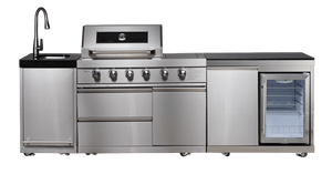 Ensemble de cuisine moderne d'extérieur pour le gril en acier inoxydable de jardin sans fumée, évier pour barbecue, pique-nique, jardin et maison, couleur métal originale - Product Image 3