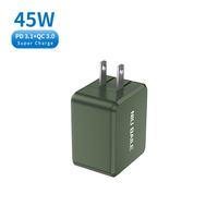 Chargeur rapide universel pour ordinateur portable et téléphone 45W PD2.0 PPS double-C, design pliable, matériau PC ignifuge, conforme ROHS/REACH, type-C