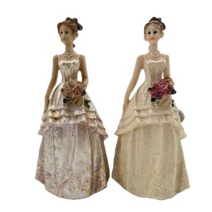 Ragazza della sposa figurina in abito da sposa per la decorazione della casa su ordinazione Polyresin Love europa arte popolare amore scultura Xiamen Port 720 pz - Product Image 1