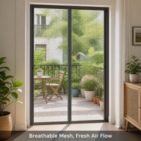 Moustiquaire magnétique moderne en maille diamantée pour porte, rideau anti-insectes auto-fermant durable pour salon et salle de bain, vente en gros