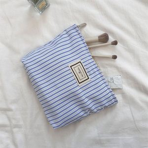 Personalized Striped Cute Blue <b>Small</b> Canvas <b>Travel</b> Custom Makeup <b>Bag</b> Makeup <b>Bag</b> - Product Image 2