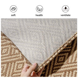 Alfombra de Pasillo Geométrica Tejida Marrón de Poliéster y Algodón Antideslizante para Corredor 2x8 Pies - Product Image 4