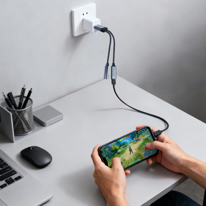 Adaptateur de chargeur double USB C <span class=keywords><strong>2</strong></span> en 1, séparateur rapide PD 100W, câble dongle audio, chargeur de casque USB C 100W pour appareil photo DC pour appels - Product Image 2