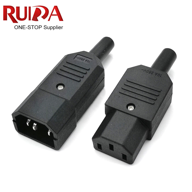 IEC320 C14 C13 Power Cord 3pin Socket Mount 10A 250V Electrical AC Socket 3 Female Male Ac Inlet Plug Connector
