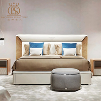 Lit double en bois de luxe haut de gamme BS, style minimaliste, pour villas, hôtels, design italien, chambre principale