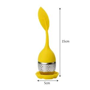 Filtres à thé en silicone en forme de feuille, outils pour thé parfumé, infuseurs à thé en silicone et acier inoxydable résistants aux hautes températures, accessoires de théière - Product Image 6