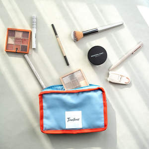 Sac cosmétique de maquillage en toile de coton portable pour femmes avec fermeture à glissière sacs et étuis à cosmétiques en gros - Product Image 3