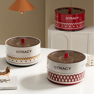 Plateau à fruits rotatif GREENSIDE haut de gamme, luxe léger, brillant, portable, pour salon, compartiments, boîte à eau, <span class=keywords><strong>rangement</strong></span> sec - Product Image 1