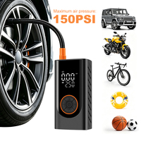 Nouveau mini gonfleur de pneus 150 PSI, compresseur d'air sans fil portable avec affichage numérique et batterie externe double alimentation