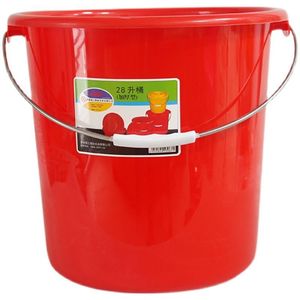 Cubo de Agua de Plástico Rojo de 28L con Tapa para Uso Doméstico en el Baño - Product Image 1