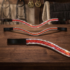 Customizable Leather Horse Bridle Browbands Outdoor Sports Assorted Red White Many Sizes Possible <b>Equestrian</b> Enthusiasts FHS - Product Image 3