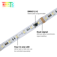 Guangdong tira de luz direccionable inteligente DMX512 5050RGBW 60LEDS persiguiendo tira de luz DC24V LED tira de luz programable flexible