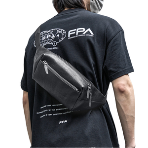 Sacs bandoulière messager en cuir véritable pour hommes, imperméables, en cuir pleine fleur, style vintage, mode nationale, avec lettres, à porter à la taille - Product Image 2