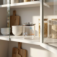 Pot de conservation alimentaire hermétique en verre transparent, sans BPA, anti-fuite, avec couvercle à rabat, empilable, compatible lave-vaisselle pour la cuisine
