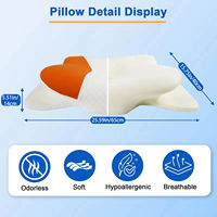 Oreiller en mousse à mémoire de forme à récupération lente en forme de papillon, oreiller orthopédique pour le soutien du cou, housse lavable disponible avec logo personnalisé