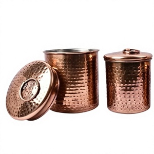 Unique Design Hammered Copper Spice Jar With Lid Airtight Food <b>Storage</b> Container Vintage Design Kitchen Use Canister - Product Image 1