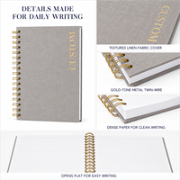 Carnet à spirale A5 en lin, 80 feuilles, avec logo personnalisé, cadeau promotionnel, journal pour l'école, le bureau et la papeterie professionnelle