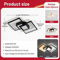 Plafonnier LED intelligent populaire en forme de losange géométrique, à intensité variable, avec télécommande, base en fer et température de couleur réglable