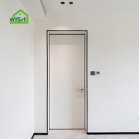 Cadre en aluminium mince moderne dalle porte étanche à peindre intérieur en bois massif pour chambre à coucher maison ouverture manuelle composite HDF