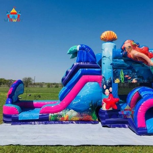 Castillo Inflable de Sirena de 14 pies con Tobogán (Uso en Seco/Húmedo) |   Combo de Casa Inflable de PVC, Fácil de Instalar, Capacidad Máxima de 6-10 Personas, Uso en Exteriores - Product Image 6