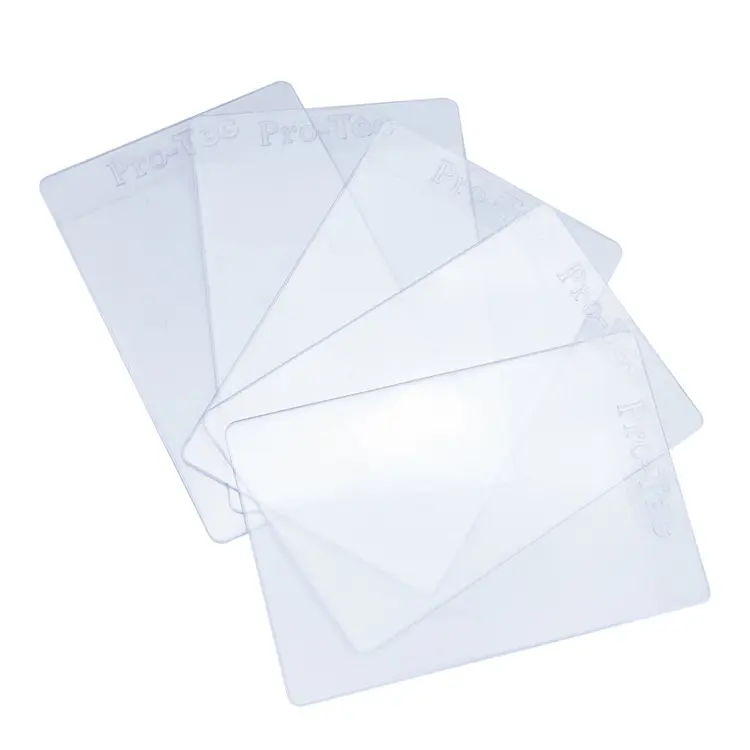 Fundas de plástico rígido para tarjetas, funda transparente y dura de PVC con película protectora, cargador superior para tamaño estándar