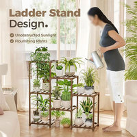 Étagère à plantes en bois moderne pour l'intérieur et l'extérieur, capacité de plusieurs plantes - Décoration pour la maison et le jardin