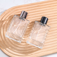 MUB Vente en gros 100ml Carré 15 flacon pulvérisateur de parfum en verre transparent vide à baïonnette avec couvercle noir