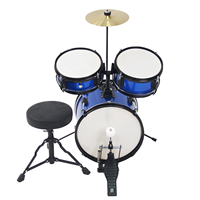 Avec trois pièces de batterie couleur-Ensemble de batterie bleu personnalisable et complet pour enfants avec tabouret et pédale