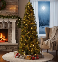 Sapin de Noël en forme de crayon, 150-270 cm (5-9 pieds), gain de place, écologique, haute qualité, avec cônes de pin, pour intérieur, directement de l'usine