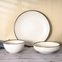 Ensemble d'assiettes de cuisine ensemble de service de vaisselle en céramique 3 pièces ensembles de dîner chinois de luxe