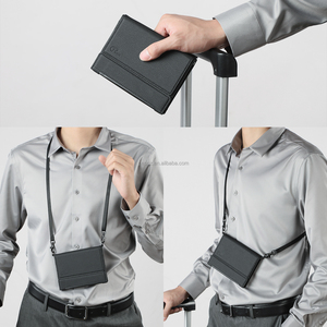 Custom Logo RFID protetto sottile in pelle porta carte <span class=keywords><strong>uomo</strong></span> chiusura aperta portafoglio corto con <span class=keywords><strong>tracolla</strong></span> disponibili colori personalizzati - Product Image 3