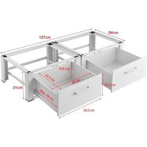 Base Metálica para Lavadora y Secadora con Doble Cajón, Diseño Profesional, Color Blanco - Product Image 5
