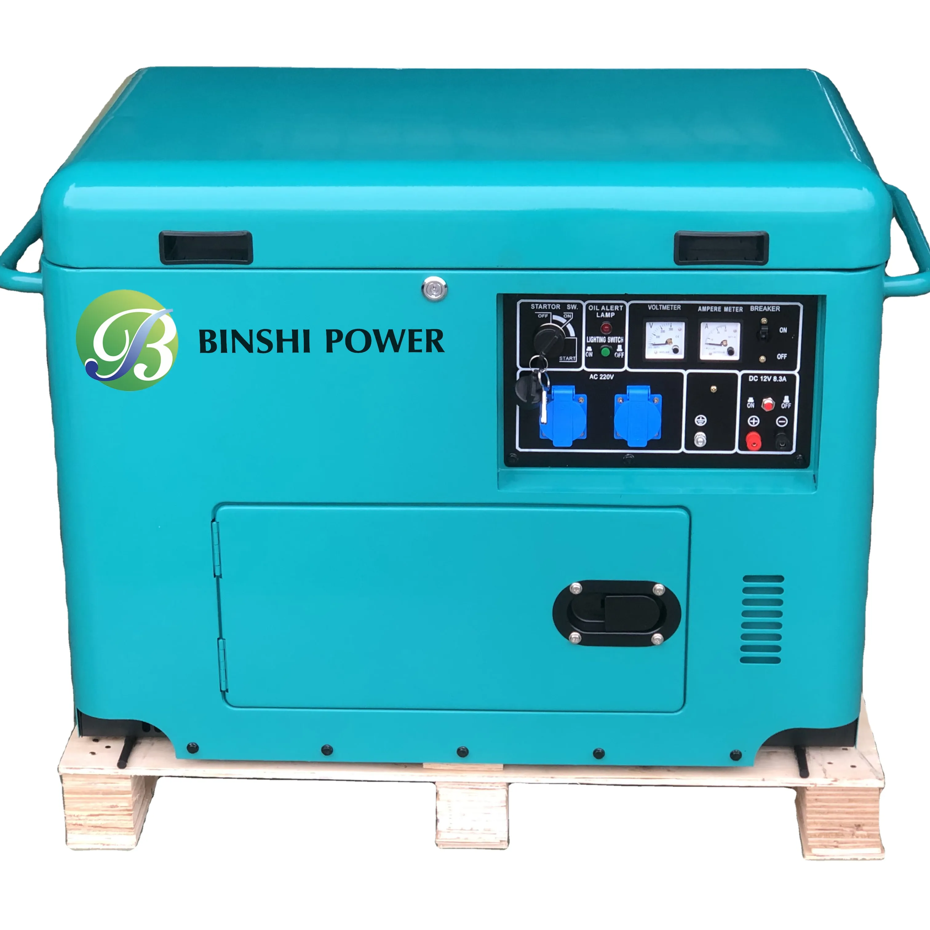 Generador de energía de respaldo portátil, Mini generador diésel silencioso de 8KW y 10KVA, CA y CC