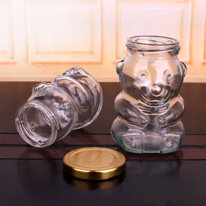 Pots à bonbons en verre transparent pour animaux, de 280ml, alimentation, miel en forme d'ours de dessin animé