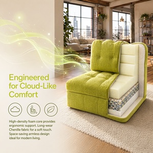 Sillón Cama Convertible Moderno de Tela Verde, Sofá Cama Individual Extraíble, Mueble Multifuncional para Ahorrar Espacio en la Sala de Estar - Product Image 2
