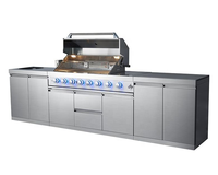 LUOQI Cuisine extérieure modulaire en L, îlot barbecue à gaz moderne en acier inoxydable, grill autoportant, réfrigérateur, évier pour patio et jardin
