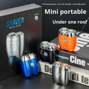 Mini Afeitadora eléctrica portátil para hombres Nueva afeitadora magnética de doble cuchilla de cuerpo completo con alimentación USB Totalmente lavable - Product Image 1