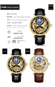 Drop Shipping KINYUED Men's Mechanical Watch Leather Strap <b>Moon</b> Phase Analog Luxury Fashion Sapphire <b>Crystal</b> Wholesale - Product Image 4