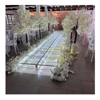 Fournitures de mariage, décoration florale, plateforme de scène en verre transparent, éclairage blanc, piste de danse LED, décoration d'événement