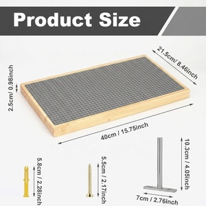 Pine Wooden Wall Mount Display <strong>Shelves</strong> for Building Bricks (16X8 Inch) 48X24 Stud Base Plate Compatible <strong>Grey</strong> - Product Image 2
