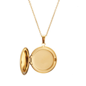Collier pendentif de Photo cercle poli en acier inoxydable, avec cadre Photo personnalisé, nom gravé, médaillon pour amoureux, de bricolage - Product Image 5