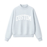 Sweat-shirt oversize à col montant pour femme, avec logo appliqué personnalisé, style tendance, vente en gros directe usine, toutes saisons