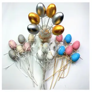 Wholesale 2024 new easter decoration plastic simulated eggs DIY easter eggs with sticks