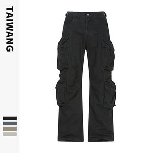 Pantalon décontracté pour <span class=keywords><strong>homme</strong></span> de style américain tendance, marque TT Custom, couleur <span class=keywords><strong>kaki</strong></span>, vêtements pour <span class=keywords><strong>homme</strong></span>, automne-hiver, jean ample délavé - Product Image 5